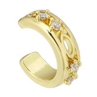 Messing Manschette Fingerring, Stern, Modeschmuck & für Frau & mit Strass, goldfarben, 4x14x12mm, verkauft von PC
