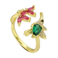 Rhinestone Brass Finger Ring, with Glass Rhinestone, Adjustable & fashion jewelry & for woman & with rhinestone, multi-colored, 15mm 