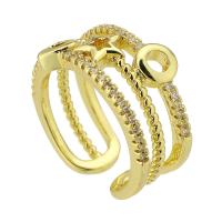 Brass Cuff Finger Ring, Adjustable & fashion jewelry & for woman & with rhinestone, golden, 9mm 