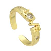 Rhinestone Brass Finger Ring, Adjustable & fashion jewelry & for woman & with rhinestone, golden, 4mm 