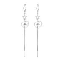 Fashion Fringe Earrings, 925 Sterling Silver, plated, fashion jewelry & for woman, original color, 75mm 