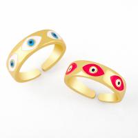 Evil Eye Jewelry Finger Ring, Brass, gold color plated, fashion jewelry & enamel 6mm 