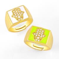 Cubic Zirconia Micro Pave Brass Finger Ring, gold color plated, fashion jewelry & micro pave cubic zirconia & enamel 13mm 