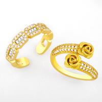 Cubic Zirconia Micro Pave Brass Finger Ring, gold color plated, fashion jewelry & micro pave cubic zirconia, golden 