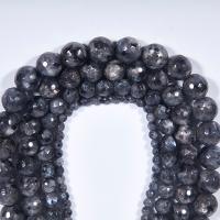 Labradorit Perlen, rund, poliert, DIY & verschiedene Größen vorhanden & facettierte, schwarz, verkauft von Strang