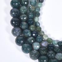 Natürliche Moosachat Perlen, Moos Achat, rund, poliert, DIY & verschiedene Größen vorhanden & facettierte, grün, verkauft von Strang