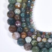 Perle agate indienne naturelle , Rond, poli, DIY & normes différentes pour le choix & facettes, vert, Vendu par brin