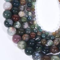 Perle agate indienne naturelle , Rond, poli, DIY & normes différentes pour le choix, couleurs mélangées, Vendu par brin