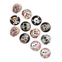 Time Gem Cabochon, Glass, Round, time gem jewelry & Unisex & with skull pattern mixed colors 
