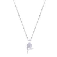 Stainless Steel Jewelry Necklace, Rose, silver color plated, Unisex Approx 17.72 Inch 