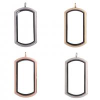 Zinc Alloy Floating Charm Pendant, with Magnet & Glass, Rectangle, plated, Unisex 