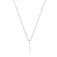 Stainless Steel Jewelry Necklace, Lightning Symbol, silver color plated, Unisex Approx 17.72 Inch 