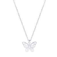 Stainless Steel Jewelry Necklace, Butterfly, silver color plated, Unisex Approx 17.72 Inch 