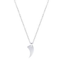 Stainless Steel Jewelry Necklace, Wolf Tooth, silver color plated, Unisex Approx 17.72 Inch 