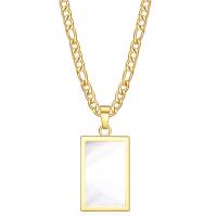 Titanium Steel Jewelry Necklace, gold color plated, fashion jewelry & enamel .72 Inch 