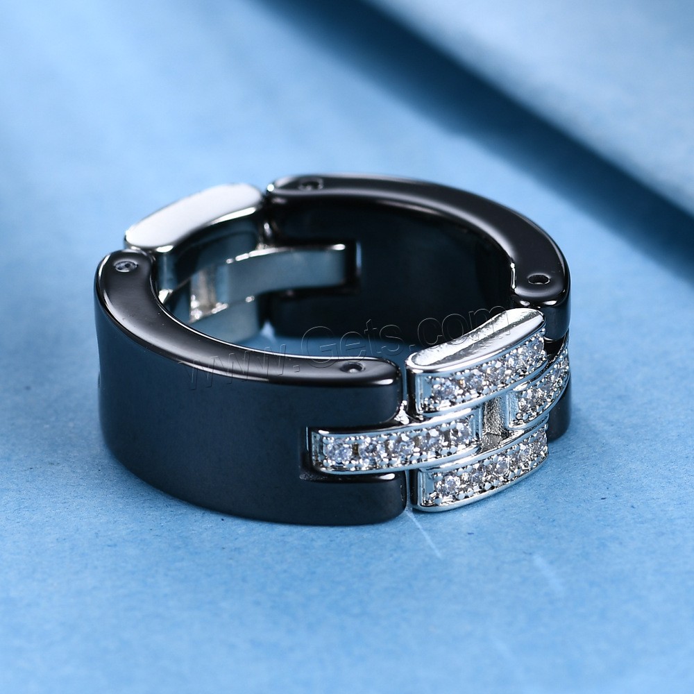 Porcelana anillo, unisexo & diverso tamaño para la opción & micro arcilla de zirconia cúbica, más colores para la opción, 8mm, tamaño:6-10, Vendido por UD