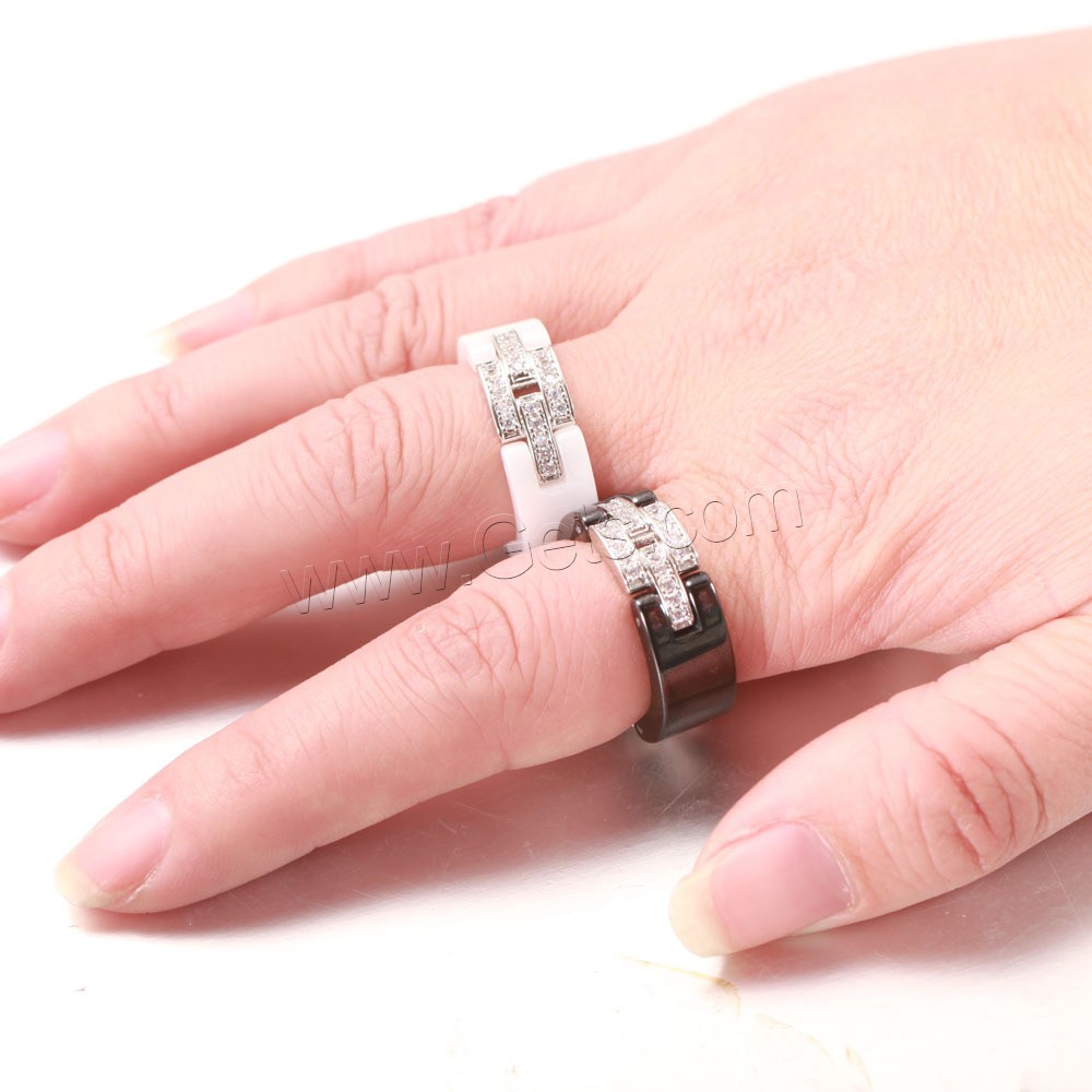 磁器 指輪, ユニセックス & 異なるサイズの選択 & マイクロパヴェジルコニア, 無色, 8mm, サイズ:6-10, 売り手 パソコン