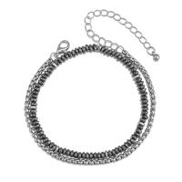 Hematite Bracelets, platinum color plated, 2 pieces & Unisex Approx 7.3-7.6 Inch 
