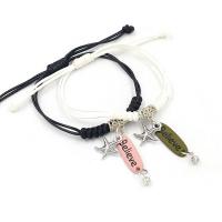 Fashion Zinc Alloy Bracelets, with Wax Cord, injection moulding, 2 pieces & Adjustable & Unisex 