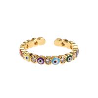 Evil Eye Jewelry Finger Ring, Brass, gold color plated, micro pave cubic zirconia & for woman & enamel 3mm 