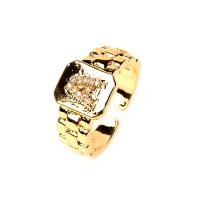 Cubic Zirconia Micro Pave Brass Finger Ring, gold color plated & micro pave cubic zirconia & for woman, 11mm 