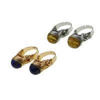 Gemstone Brass Finger Ring, with Gemstone, Adjustable & Unisex 