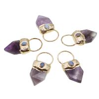 Gemstone Brass Pendants, with Natural Stone, mixed colors 