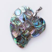 Abalone Shell Pendants, with Zinc Alloy, Heart, mixed colors, 10-30mm 