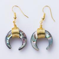 Abalone Shell Earring, Zinc Alloy, with Abalone Shell, Moon, for woman 