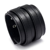 PU Leather Cord Bracelets, with Zinc Alloy, silver color plated, Double Layer & fashion jewelry 50mm .63 Inch 