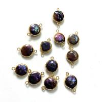 Freshwater Pearl Connector, with Brass, gold color plated, fashion jewelry & DIY, purple 