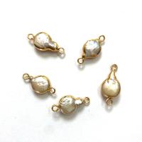 Freshwater Pearl Connector, with Brass, gold color plated, fashion jewelry & DIY, 10x20- 