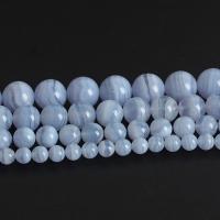 Natürliche blaue Achat Perlen, Blauer Achat, rund, poliert, DIY & verschiedene Größen vorhanden, blau, Länge:ca. 14.4 ZollInch, verkauft von Strang