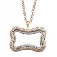 Floating Charm Necklace, Zinc Alloy, with Magnet & Glass & Rhinestone, Dog Bone, plated, Unisex Approx 24 Inch 