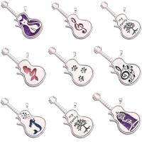 Perfume Locket Necklace, Zinc Alloy, with Magnet & Glass, Guitar, platinum color plated, Unisex Approx 24 Inch 