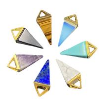 Gemstone Zinc Alloy Pendants, Natural Stone, with Zinc Alloy, Conical, gold color plated & Unisex 