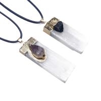 Gemstone Zinc Alloy Pendants, Gypsum Stone, with Zinc Alloy, gold color plated, fashion jewelry 45-55mm,12-16mm 