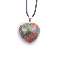 Gemstone Zinc Alloy Pendants, with Zinc Alloy, Heart, silver color plated, fashion jewelry 30mm,15~20mm 