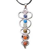 Gemstone Zinc Alloy Pendants, with Gemstone, silver color plated, fashion jewelry 30-70mm 