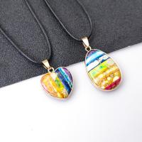 Impression Jasper Pendants, with Zinc Alloy, gold color plated, fashion jewelry, mixed colors 23mm 