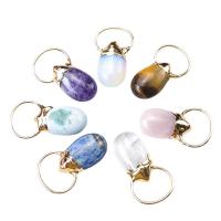 Gemstone Zinc Alloy Pendants, with Zinc Alloy, Teardrop, gold color plated, fashion jewelry 
