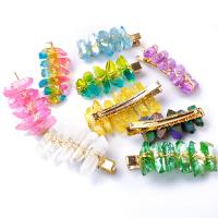 Alligator Hair Clip, Quartz, with Brass, plated, fashion jewelry, mixed colors, 25-35mm,75-85mm 