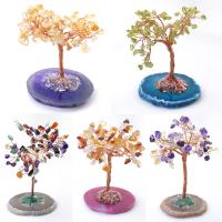Rich Tree Decoration, Gemstone, with Brass, gold color plated 70-90mm 