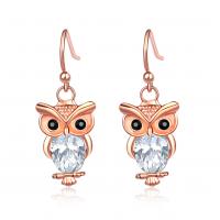 Zinc Alloy Rhinestone Drop Earring, Owl, plated, for woman & with rhinestone 