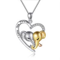 Rhinestone Zinc Alloy Necklace, Elephant, plated, for woman & with rhinestone & hollow Approx 17.7 Inch 