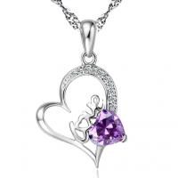 Crystal Zinc Alloy Necklace, with Crystal, Heart, plated, for woman & with rhinestone & hollow Approx 17.7 Inch 