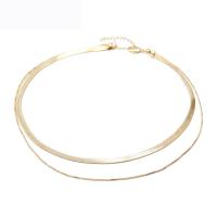 Brass Jewelry Necklace, plated, Double Layer & snake chain & for woman Approx 14.96 Inch 