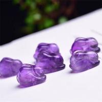 Natural Amethyst Beads, Rabbit, Carved, no hole, purple 