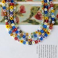 Abalorios de Cristal de Murano Estilo Millefiori, Millefiori Lampwork, Bricolaje, color mixto, longitud:38 cm, Vendido por Sarta