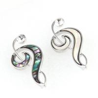 Zinc Alloy Shell Pendants, with Shell, Music Note, can be used as brooch or pendant & with rhinestone 